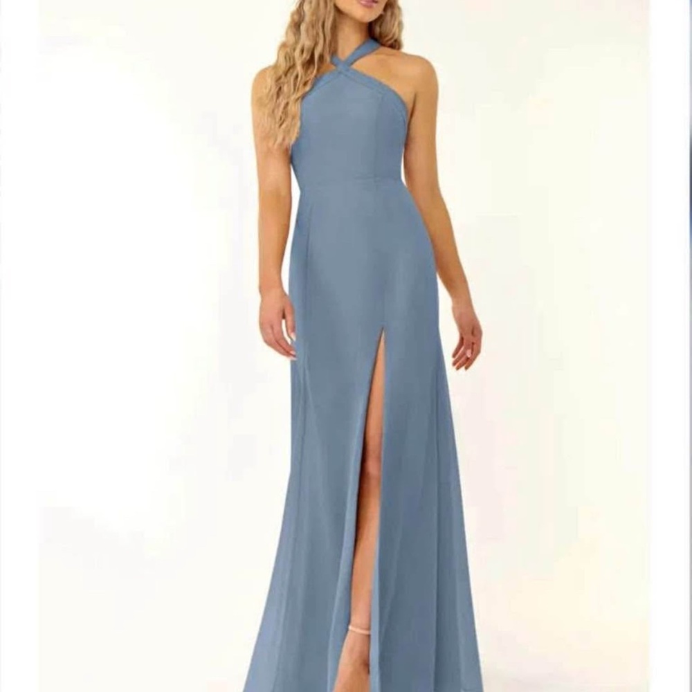 Azazie One Shoulder Blue Gown